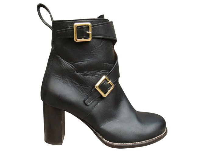 Chloé p buckle boots 38,5 Black Leather  ref.211255