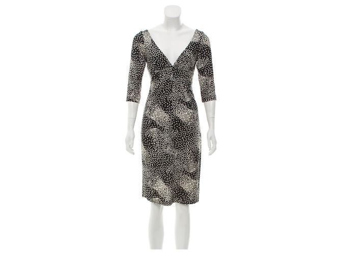 Diane Von Furstenberg Vestido de seda DvF Tarelle Preto Branco
