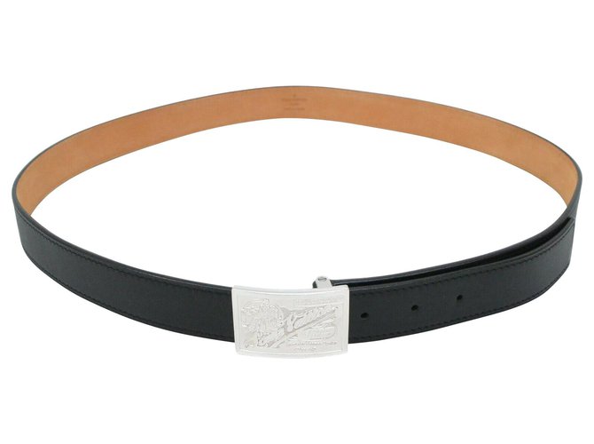 Louis Vuitton Calfskin Belt Travelling Requisites Belt Black Sz 110