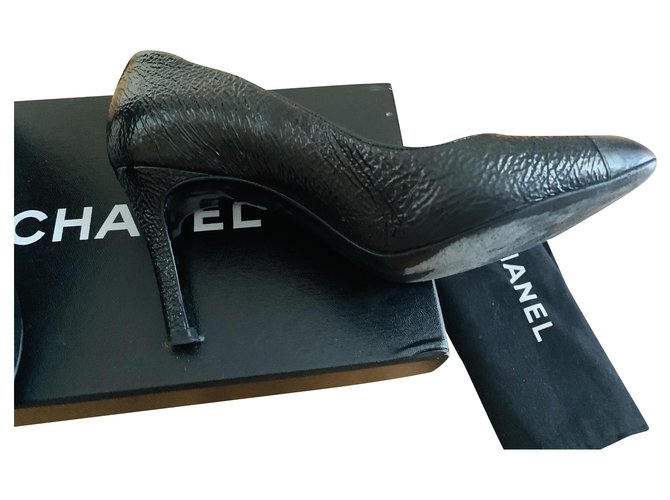 Chanel Heels Black Leather  ref.211304