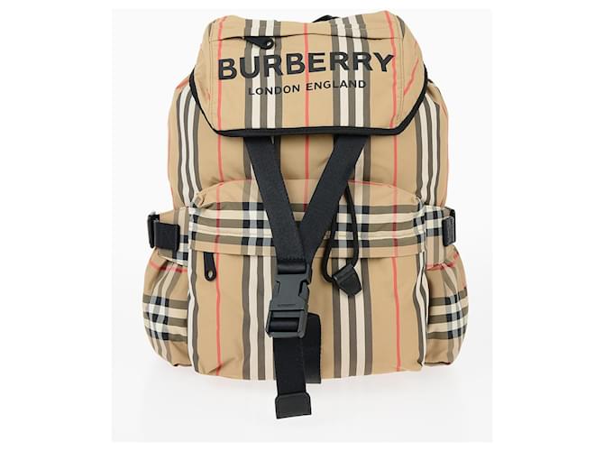 Burberry backpack check new Beige Nylon  ref.211588