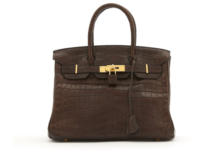 Hermès BIRKIN 30 BROWN MAT POROSUS CROCODILE GOLD HDW Cuirs exotiques Marron Bijouterie dorée  ref.211636