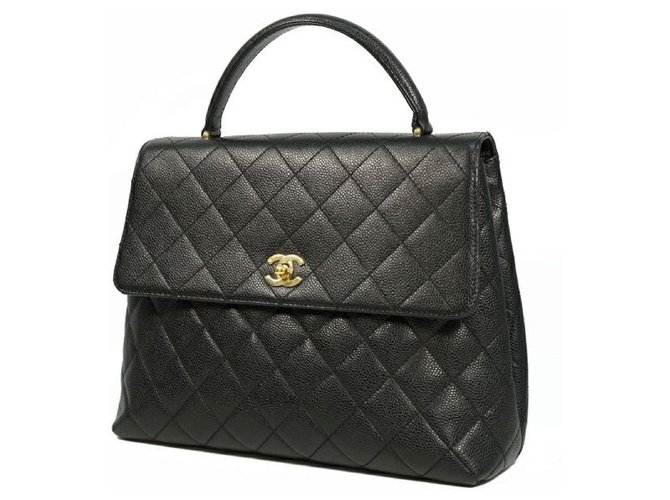 CHANEL type matelasse Womens handbag black x gold hardware  ref.211903