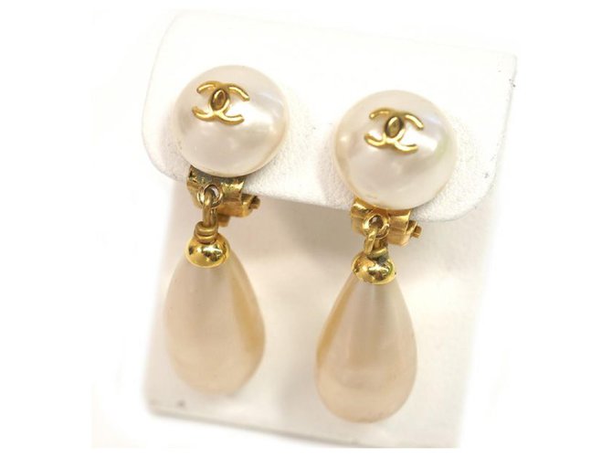 CHANEL coco mark Costume Pearl Swing GP Womens earrings gold ref.211941 -  Joli Closet