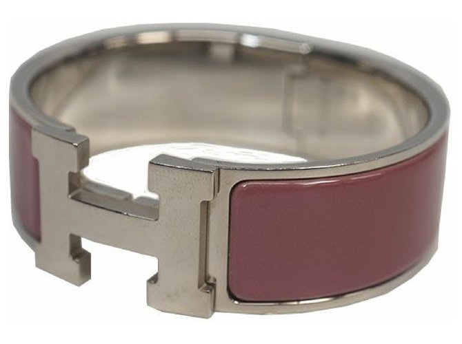 Hermès Bracelet jonc HERMES Clic Clac GM émail x palladium violet x argent  ref.211958