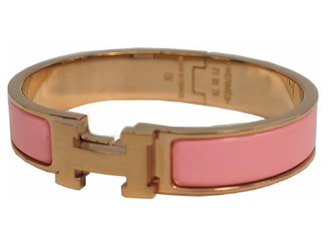 Hermès HERMES Clic Clac PM esmalte x brazalete bañado en paladio rosa x oro rosa  ref.211961