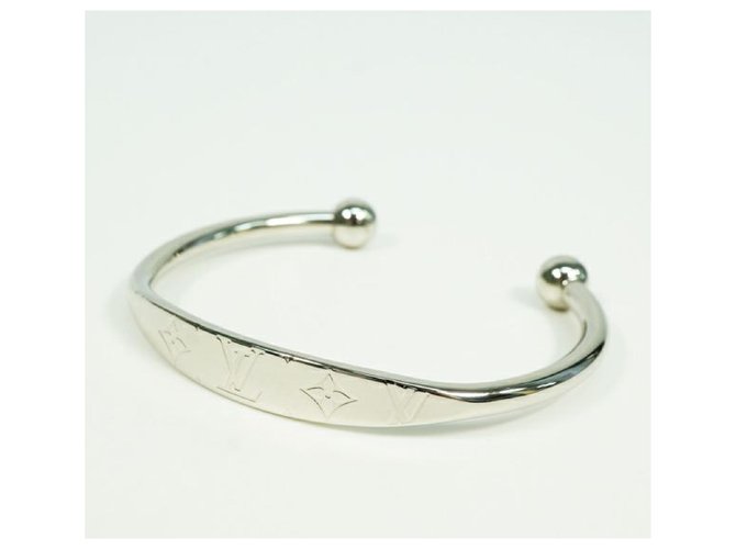 Louis Vuitton Monogram Jonc Cuff Bracelet Metal Silver 18991425