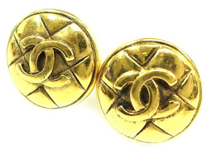CHANEL round-shaped coco mark GP Womens earrings gold  ref.211975