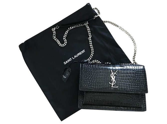 Saint Laurent YSL Sunset medium bag Black Leather  ref.211593