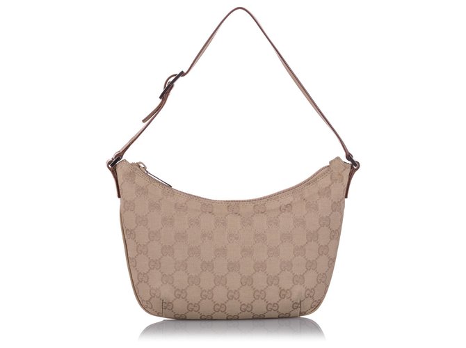 Baguette en toile Gucci Brown GG Cuir Tissu Marron Beige  ref.212097