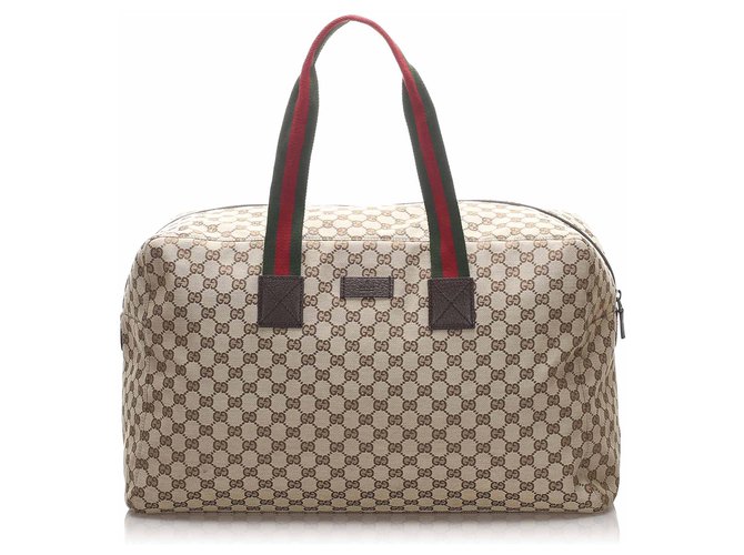 Gucci Brown GG Canvas Web Travel Bag Multiple colors Beige Cloth Cloth  ref.212102