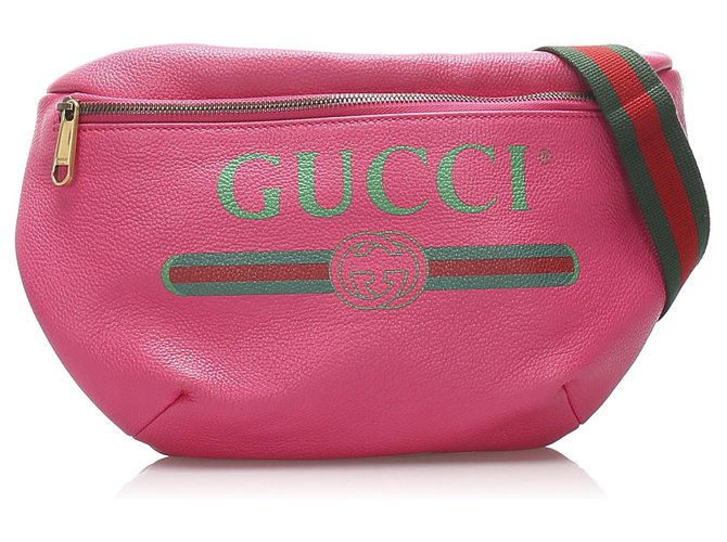 Gucci Pink 2018 Logo Leather Belt Bag Cloth Pony-style calfskin Cloth ref.212109 - Joli