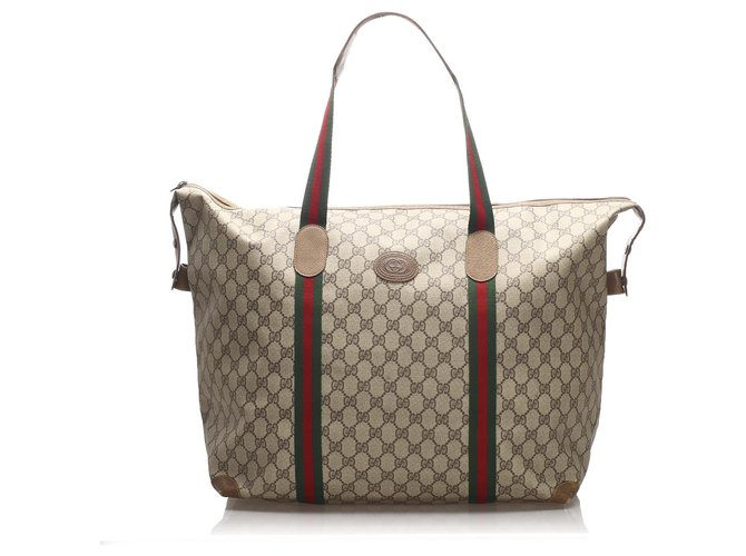 Gucci Brown GG Supreme Web Travel Bag Toile Tissu Marron Multicolore Beige  ref.212113