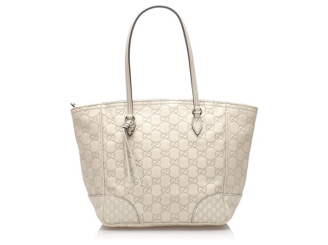 Gucci White Guccissima Bree Leather Tote Bag Pony-style calfskin  ref.212124