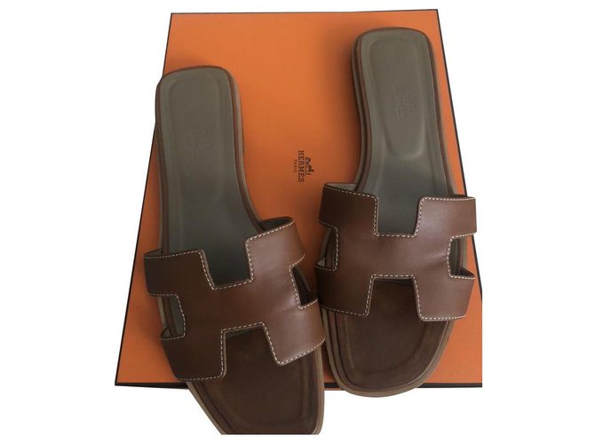 Oran Hermès Mules Brown Leather  ref.212203
