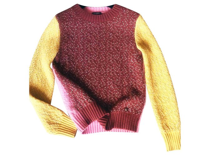 Chanel NOVO suéter de cashmere colorblock Multicor Casimira  ref.212207