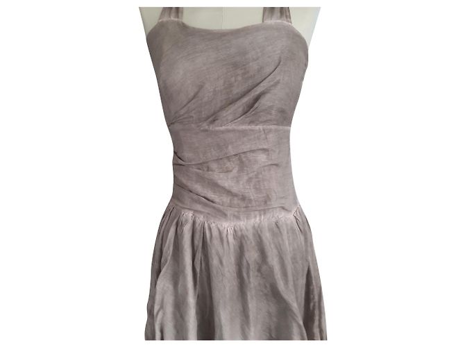 Autre Marque Seiden und Baumwollkleid Haselnuss