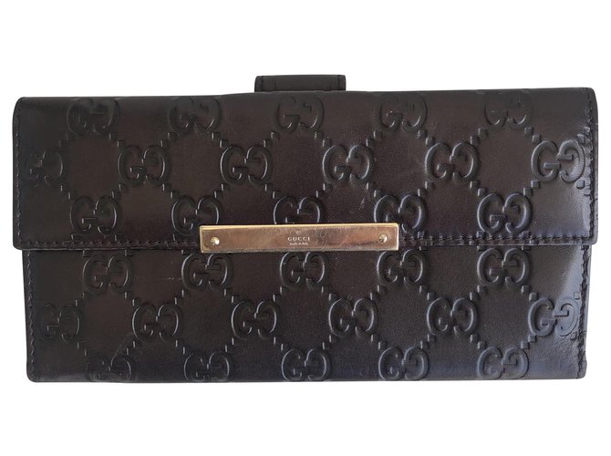 Gucci GG monogram wallet Brown Leather  ref.212222