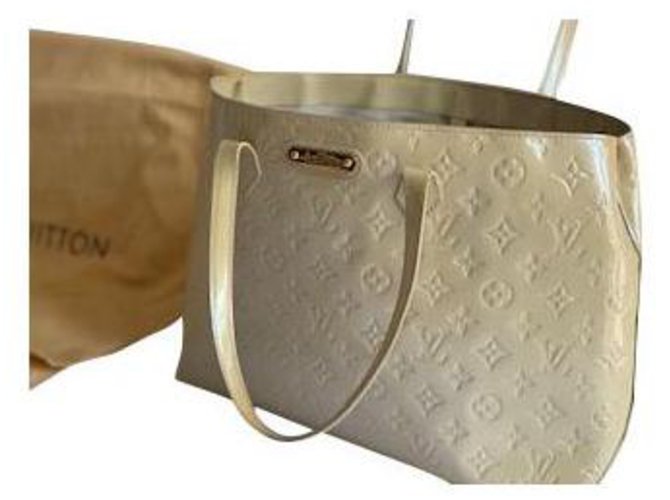 Wilshire Louis Vuitton WHILSHIRE SHOPPER MM MONOGRAMA CUERO BEIGE Barniz  ref.212276