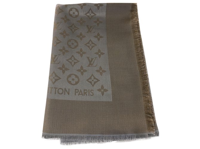 Louis Vuitton-Monogramm-Glanz Seide Wolle Metall  ref.212291