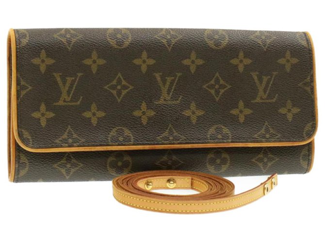 Louis Vuitton Pochette gêmeo Marrom Lona  ref.212329