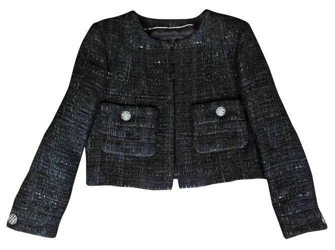 Chanel jaqueta de tweed preta mais icônica do Dubai Preto  ref.212401
