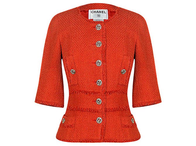 Chanel imposible de encontrar chaqueta de tweed Coral  ref.212416