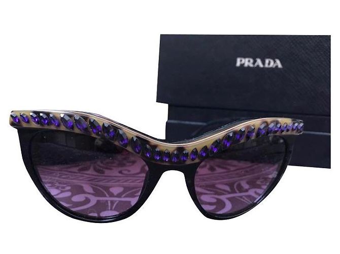 Occhiali da sole Prada Animalier con Strass Swarovski Viola Marrone