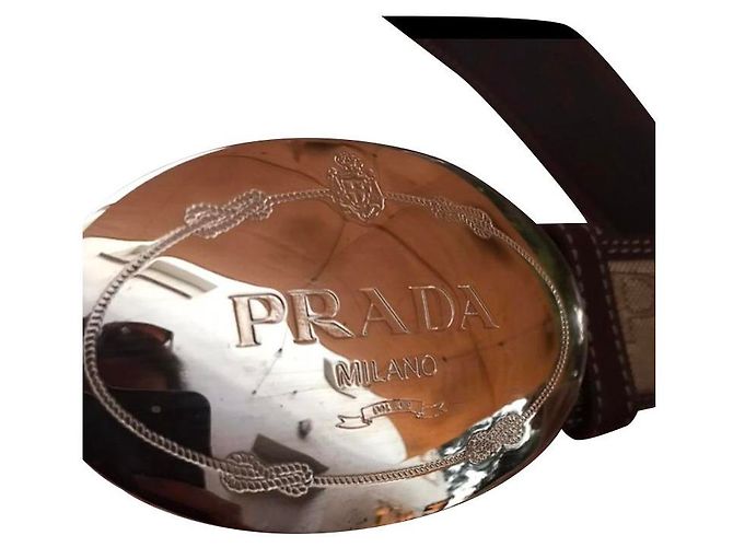 Prada Printed Canvas Belt Beige