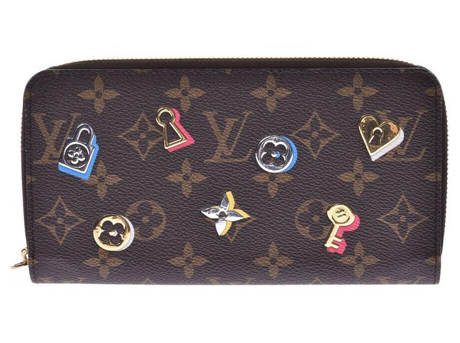 Louis Vuitton Love Lock Zippy Coin Purse Brown Cloth  ref.212479