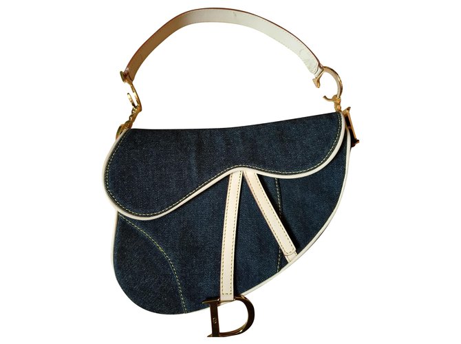 Christian Dior sella Blu scuro Gold hardware Pelle Giovanni  ref.212492