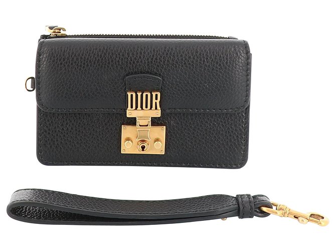 Dior Clutch Bag Schwarz Leder  ref.212538