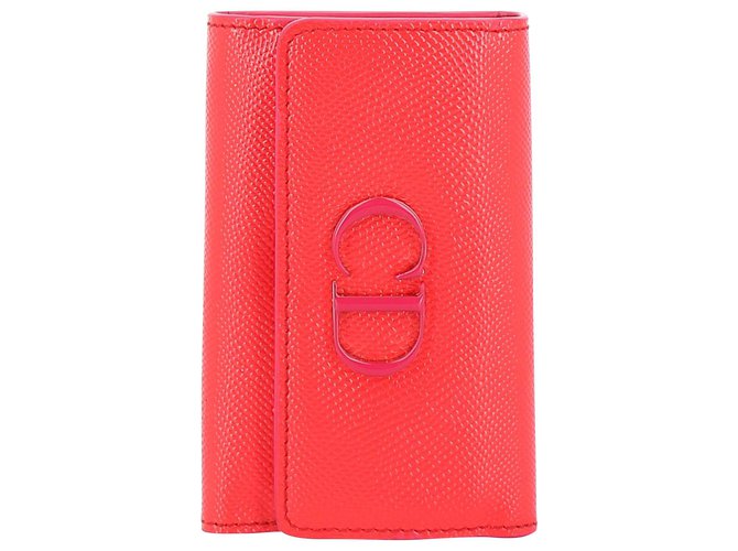 Dior Brieftasche Rot Leder  ref.212556