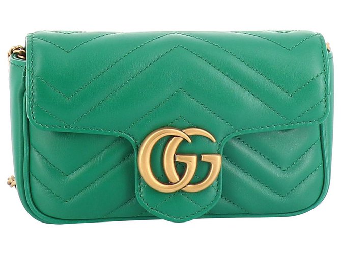 GUCCI MARMONT Green Pony-style calfskin  ref.212561
