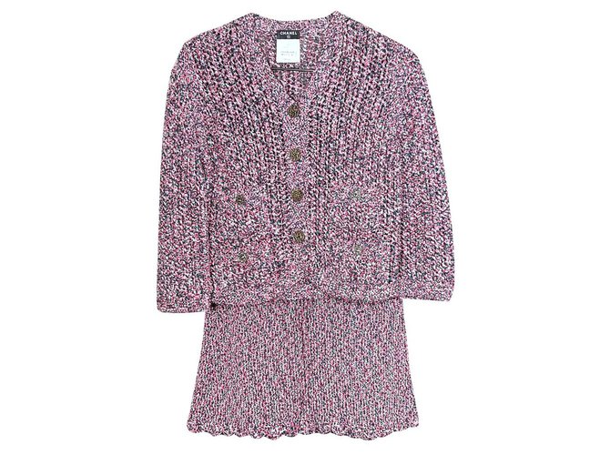 Chanel terno saia bonito Rosa Tweed  ref.212578