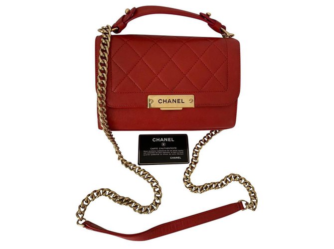 Chanel Red Leather  ref.212590