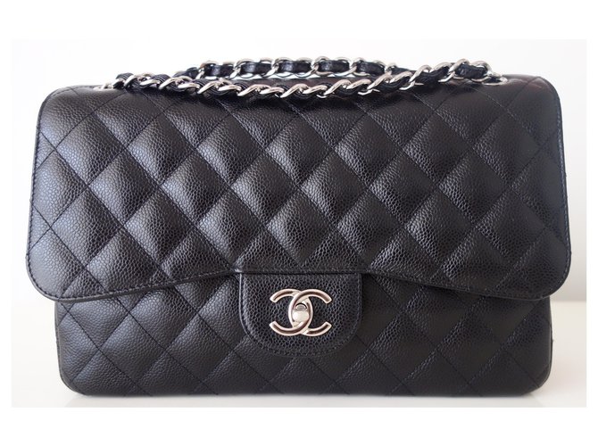 Timeless CHANEL CLASSIC BAG GM CAVIAR BLACK Leather  ref.212850