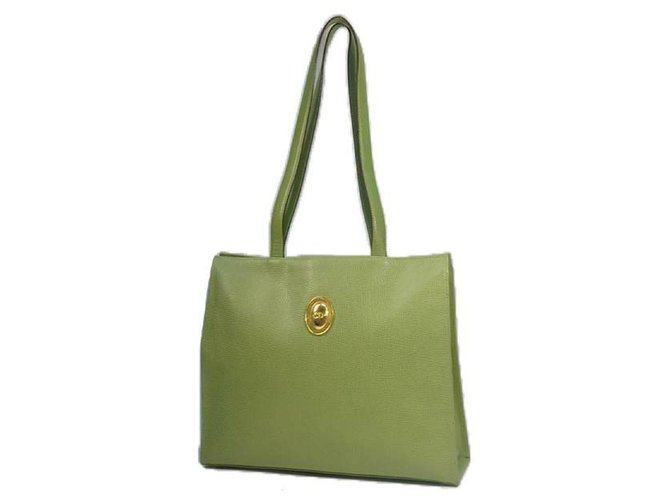 Dior Christian Christian Vintage Damen Einkaufstasche grün Leder  ref.212875