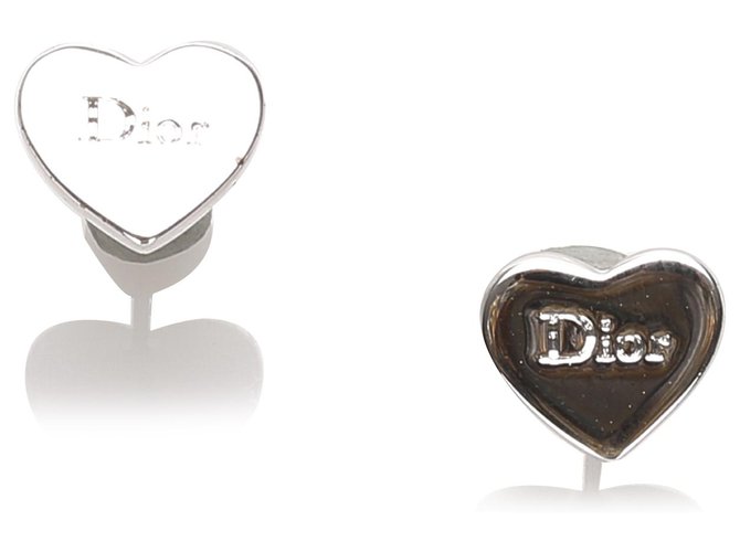 Boucles d'oreilles cœur en argent Dior Métal Argenté  ref.213004