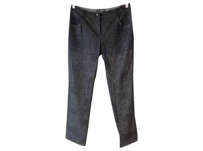 Pantalones Chanel Negro Viscosa  ref.213056