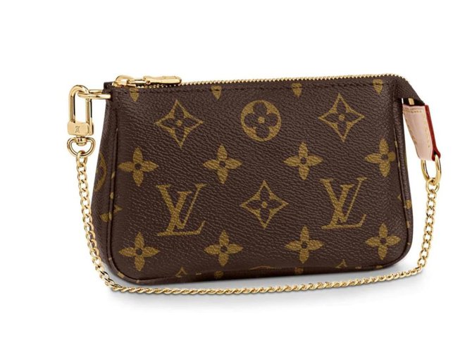 Louis Vuitton Mini bolsa de accesorios LV Castaño Cuero  ref.213062