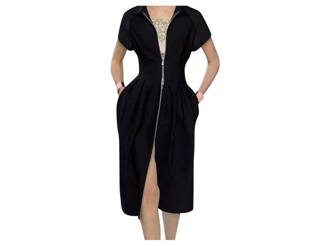 Christian Dior Black Zipped  Dress Sz.46 Viscose  ref.213116