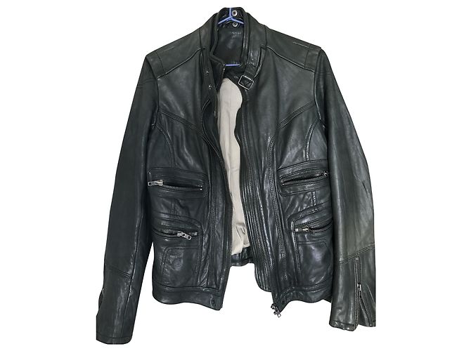 Zadig & Voltaire Klassische Nappalederjacke Dunkelgrün