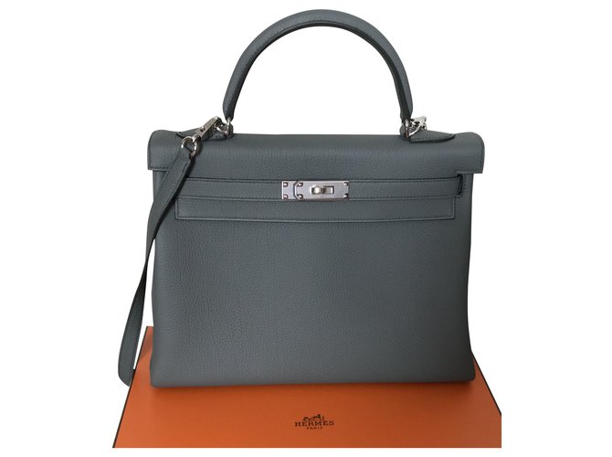 Bolsa Kelly Hermès II ,  modelo 32 cm, Nova Condição , Jamais porté Cinza Couro  ref.213153