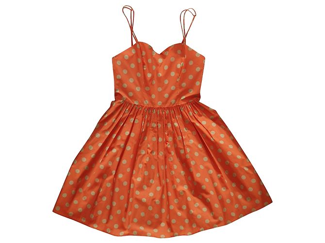 Vestido de bolinhas laranja de algodão Jeremy Scott