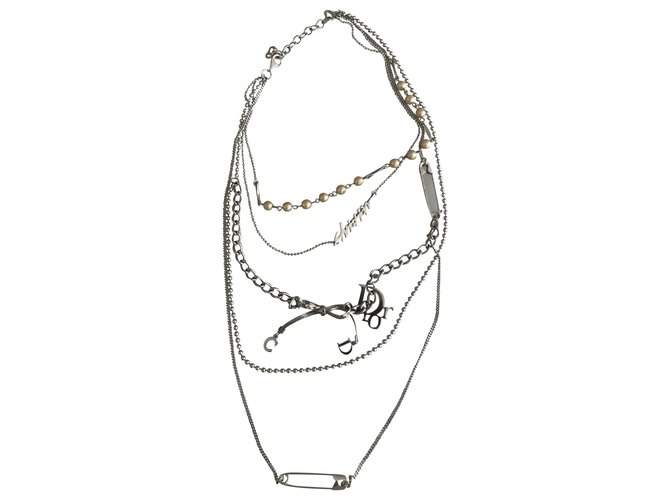 Dior Halsketten Silber Metall  ref.213177