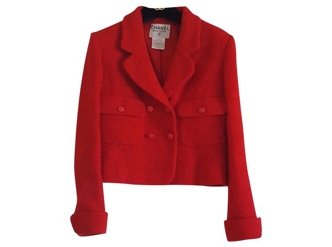 CLASSIC AMAZING CHANEL 1997 Red jacket 34fr Wool ref.213379 - Joli Closet