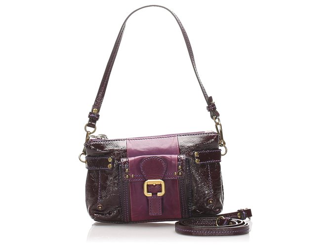 Chloé Chloe Purple Leather Shoulder Bag Patent leather Pony-style calfskin  ref.213430