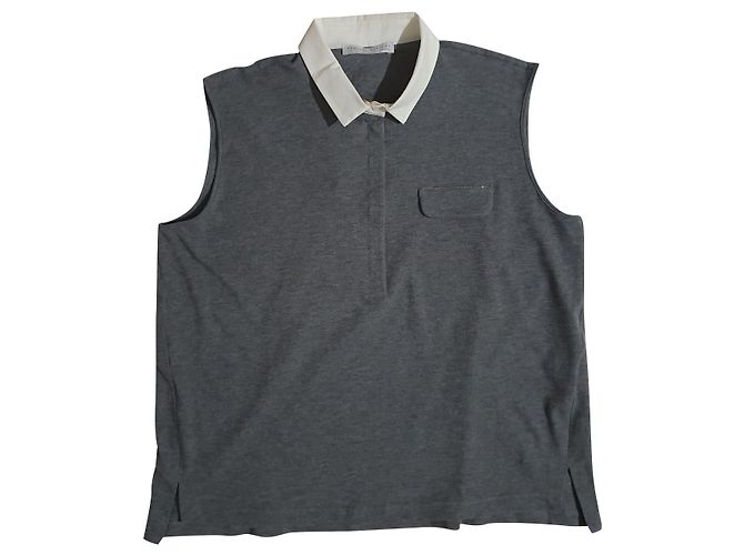 Camiseta sin mangas de algodón gris Fabiana Filippi