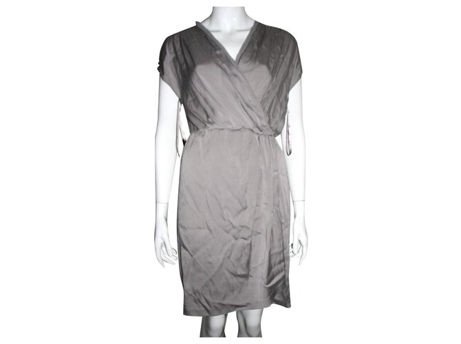 Diane Von Furstenberg DvF Mateo silk wrap effect dress Grey Elastane  ref.213603